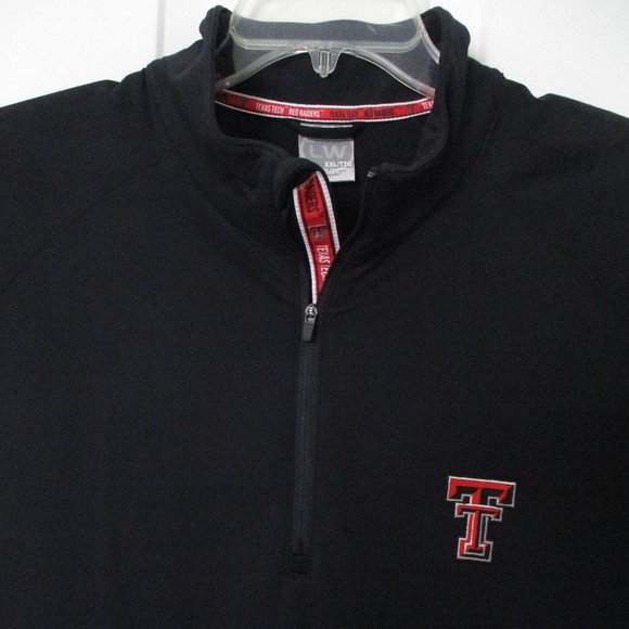 LW Mens Texas Tech Red Raiders 1/4 Zip Black L/S Lightweight Top NWOT - Size XXL - Picture 2 of 3